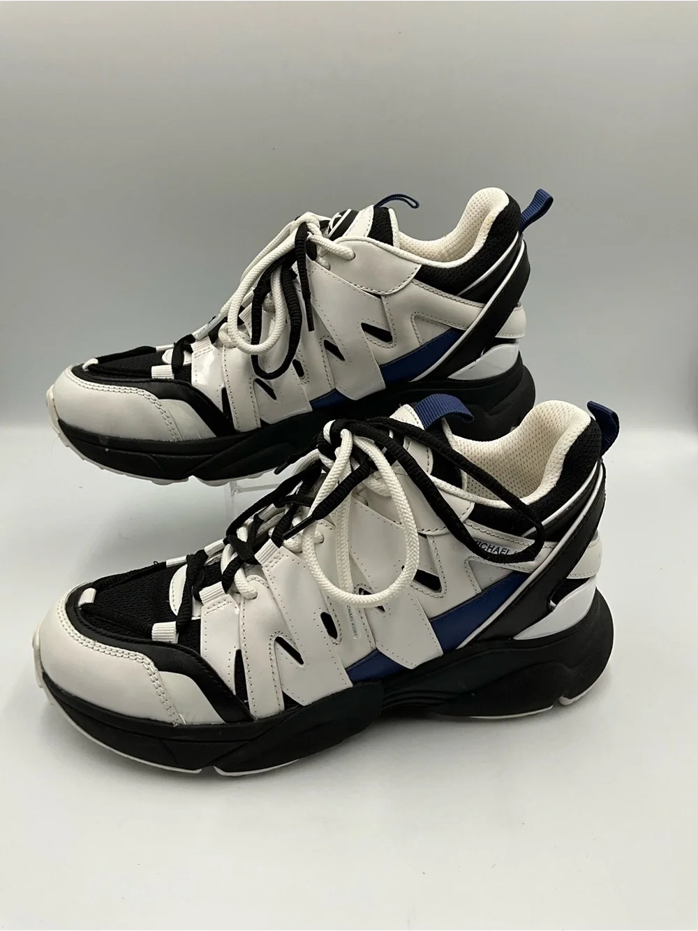 Michael Kors Sneakers Size 8m White Trainer Sneakers with Blue Accents